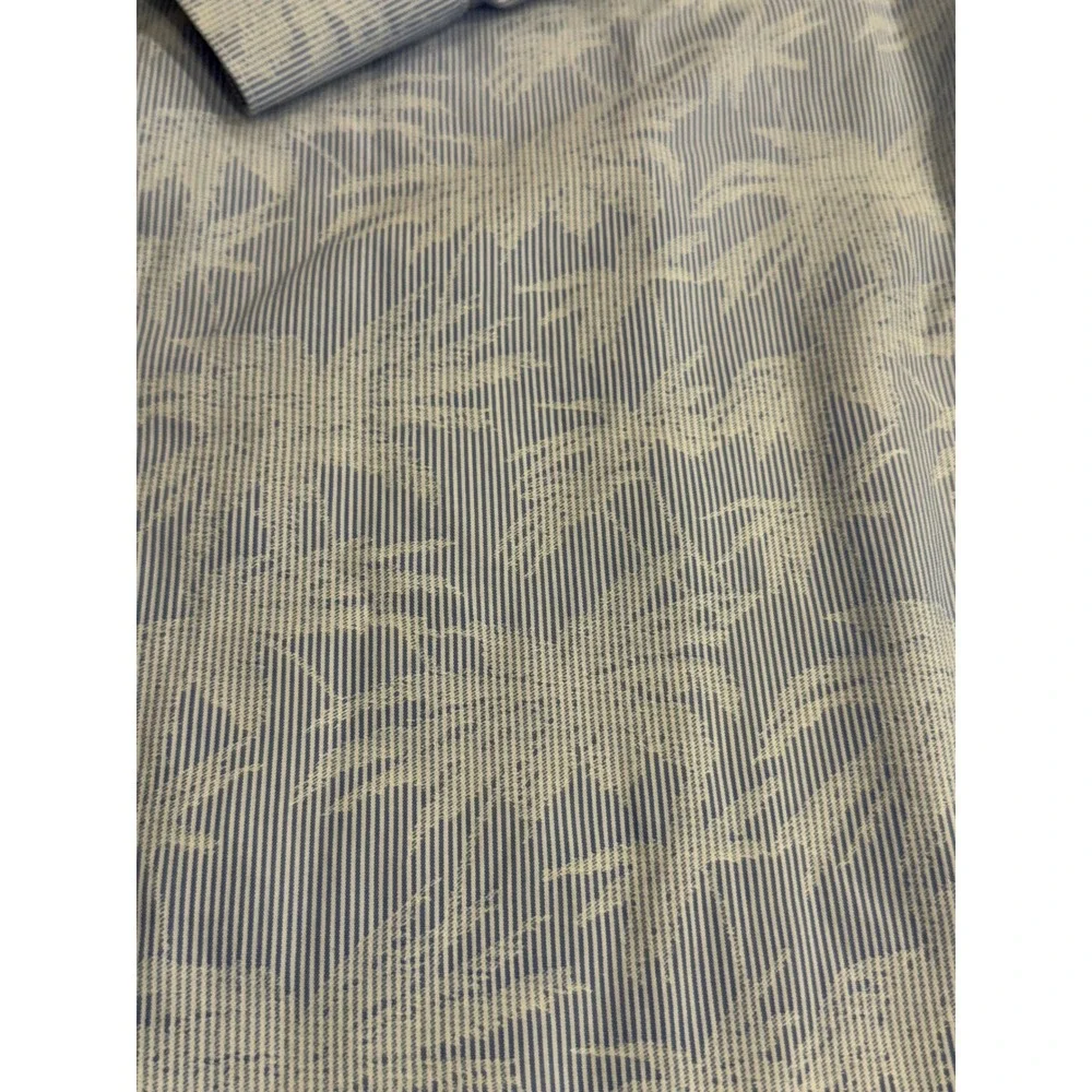 Chicos Blue White Striped Palm Print Cotton Blouse Chicos Sz 0 Small/4